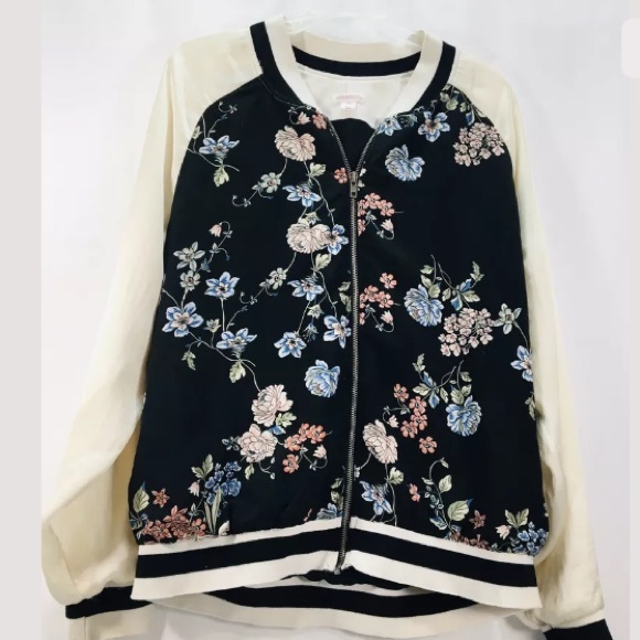 Xhilaration Jackets & Blazers - XHILARATION black pink floral jacket xl